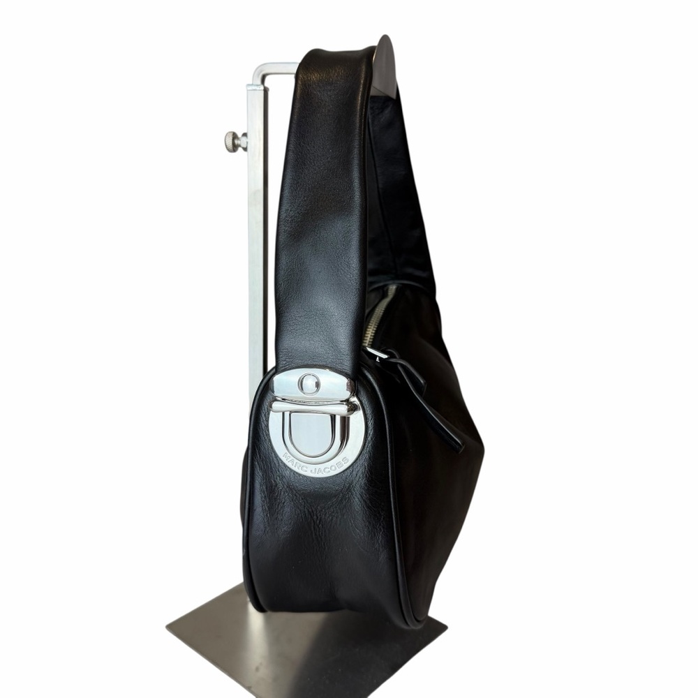Rare Marc Jacobs Pushlock Mini Hobo Bag Black Leather Small Designer Shoulder - Picture 5 of 11